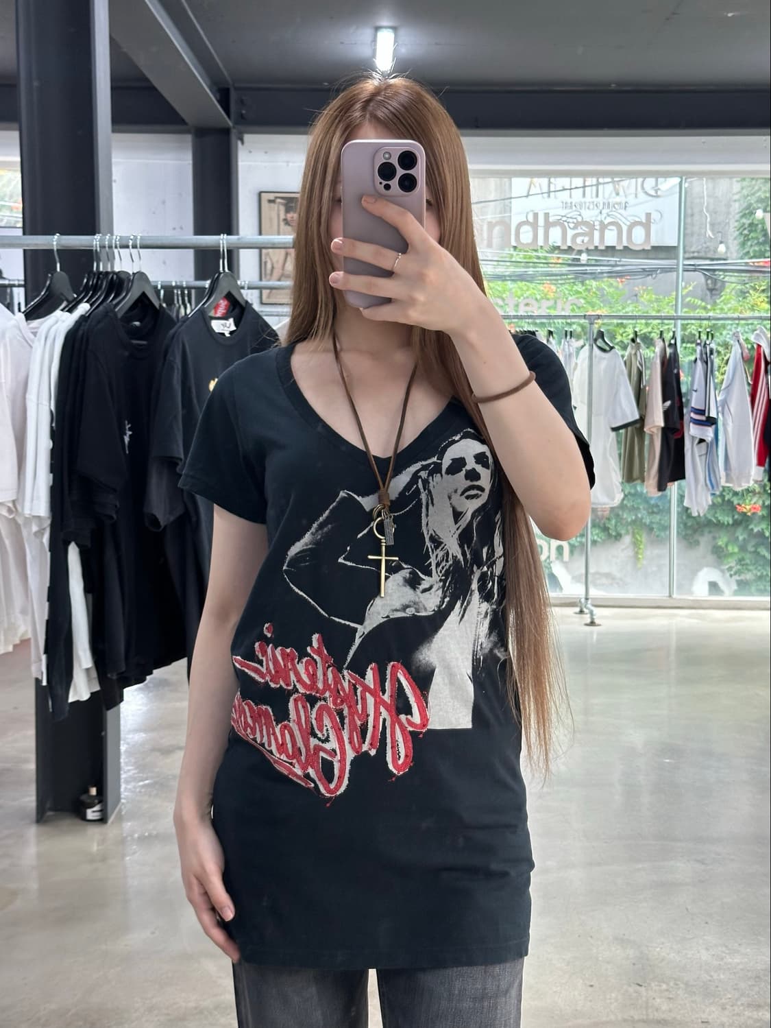 히스테릭글래머 히스걸 글리터스펠아웃 브이넥 원피스 반팔 상품이미지4
