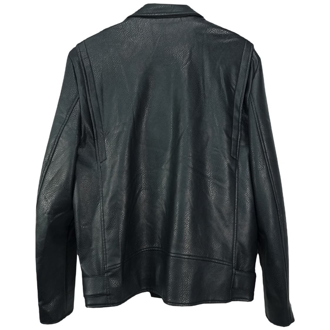 [드레스볼륨] 비건 레더 사선 라이더 자켓 블랙 M19127 상품이미지3