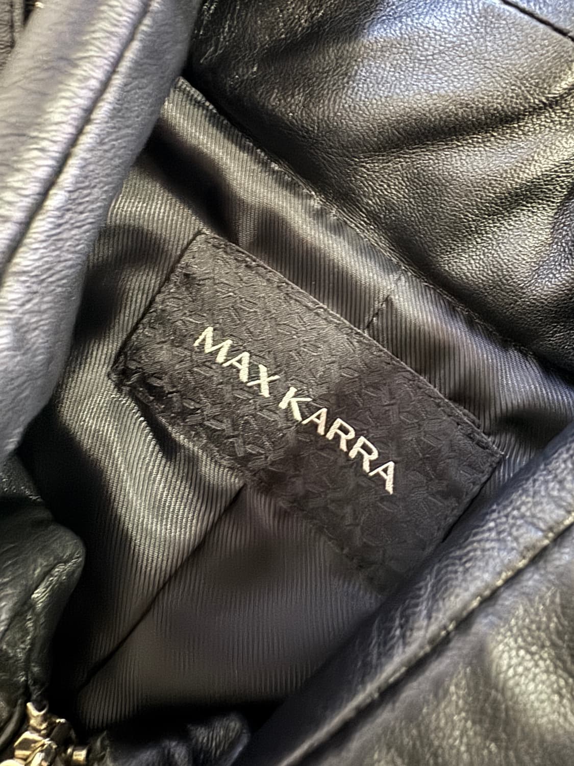 여성 Max Karra 빈티지 리얼 양가죽 후드 집업 자켓 블랙 상품이미지3