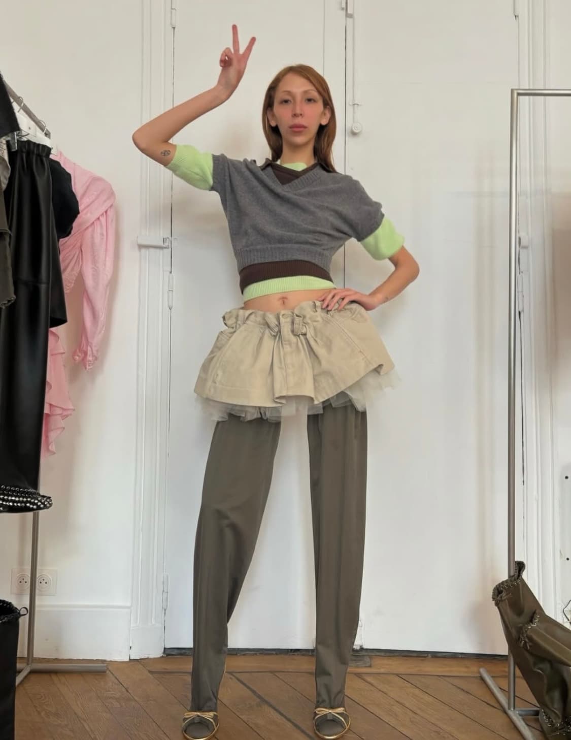 [S]어거스트 바론 All-in 스크런치 치노 스커트/베이지 상품이미지1