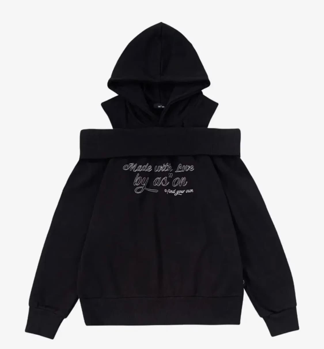 애즈온 키코 오프숄더 후드티 블랙 상품이미지2