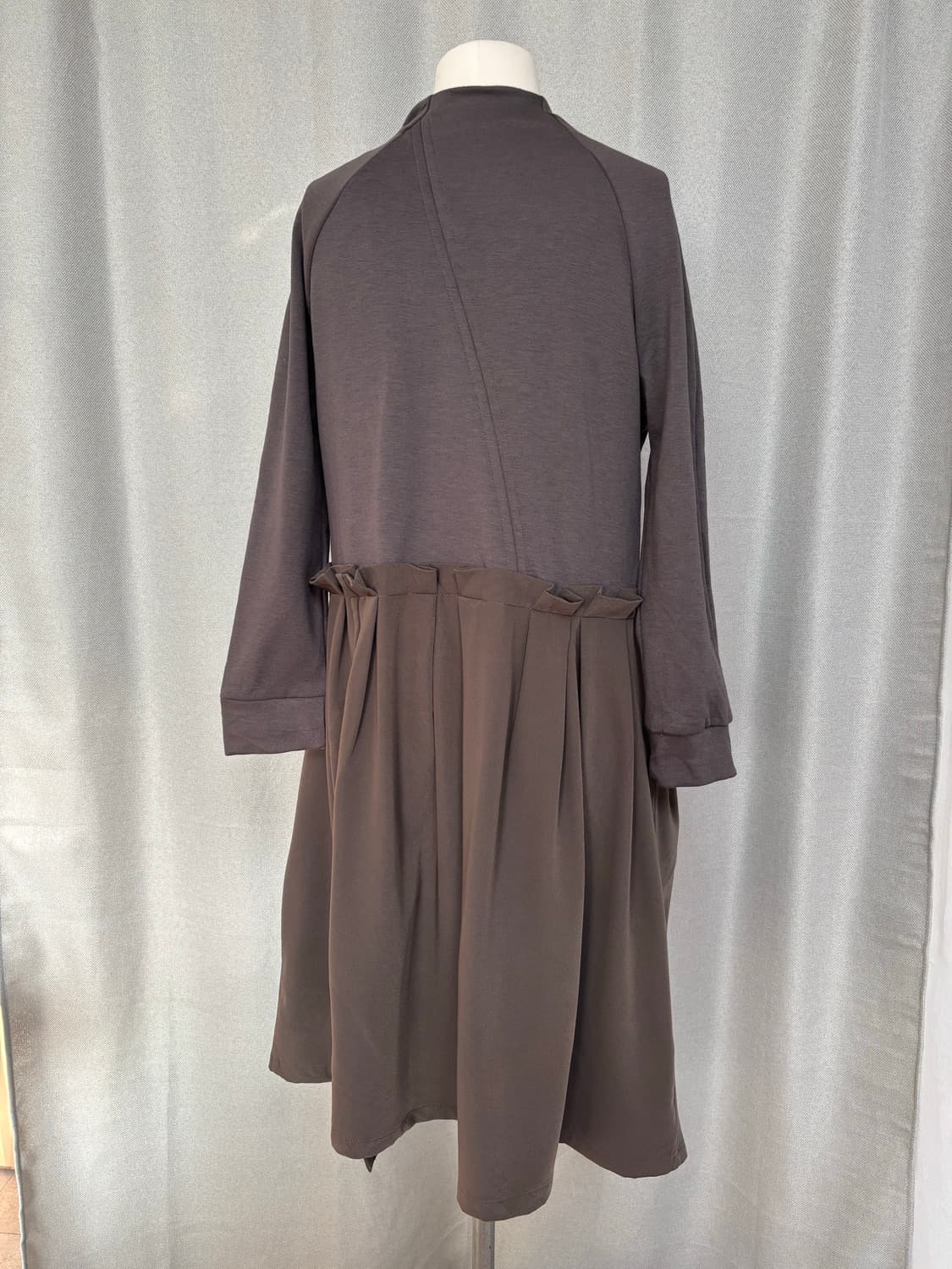 espace de calma 와코 사선 버튼 포인트 폴리 주름 원피스 상품이미지10