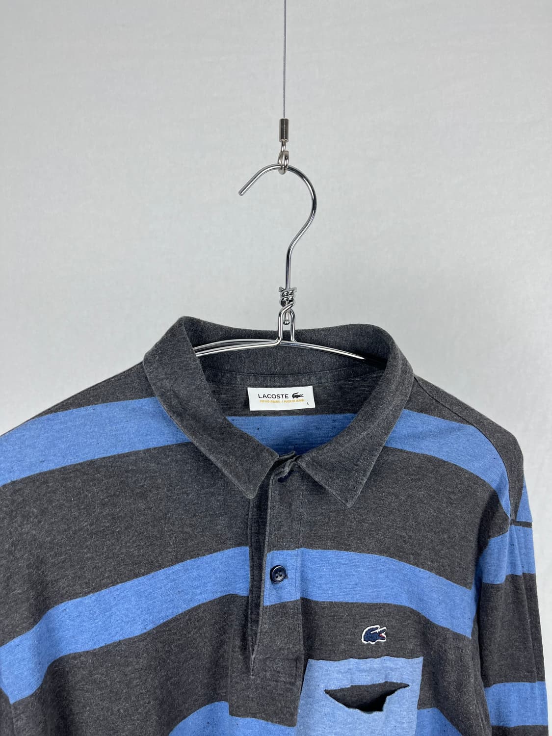 Lacoste (Japan made) 스트라이프 포켓 카라티  상품이미지2