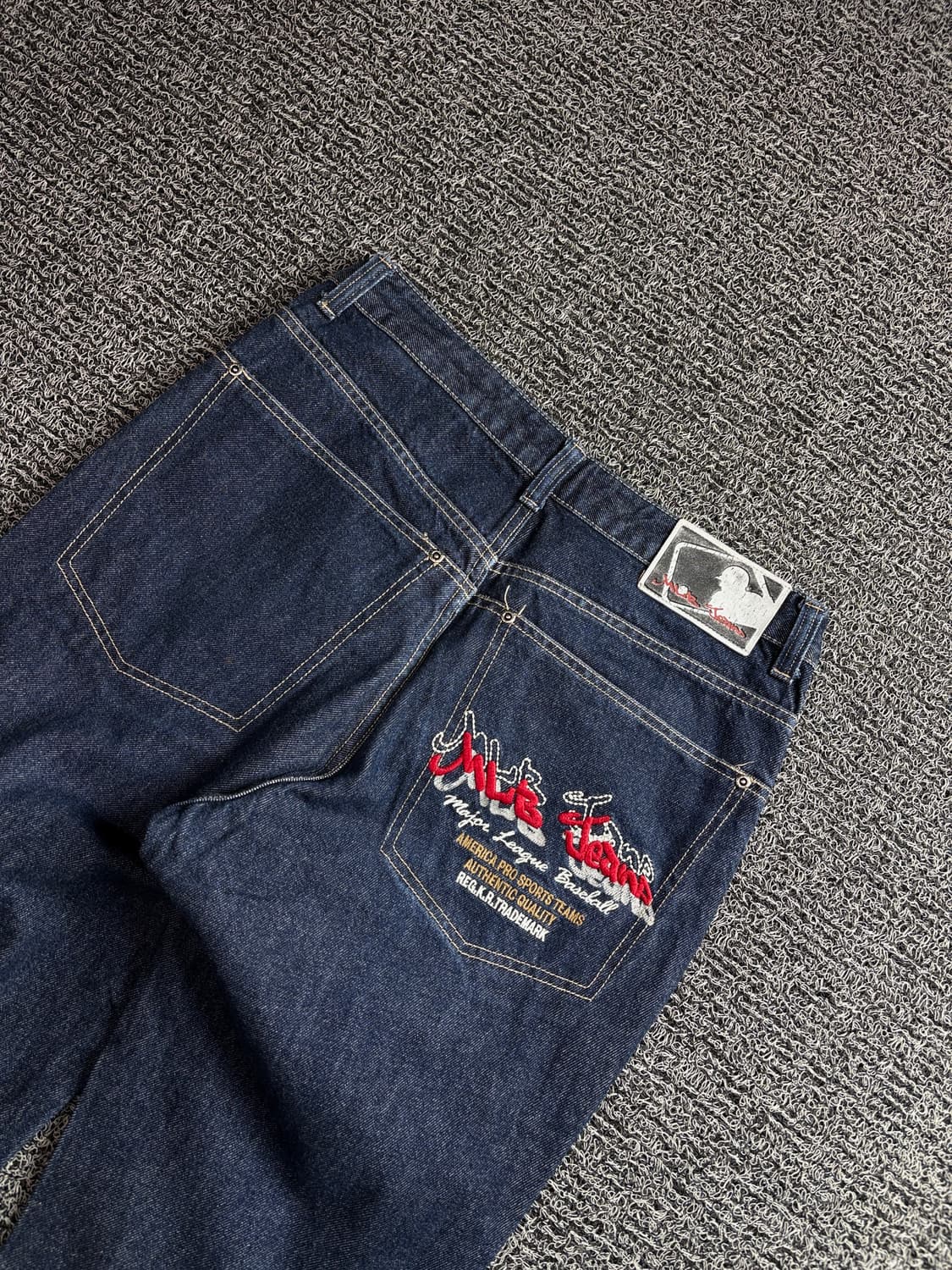 00s MLB 올드스쿨 자수 힙합 와이드 데님 팬츠 4217  상품이미지6