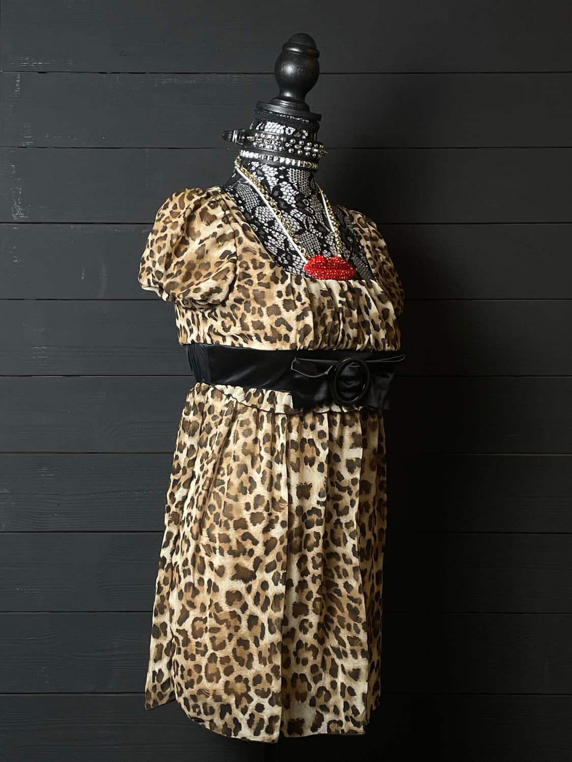 JPN 레오파드 호피 리본 버클 원피스 상품이미지2