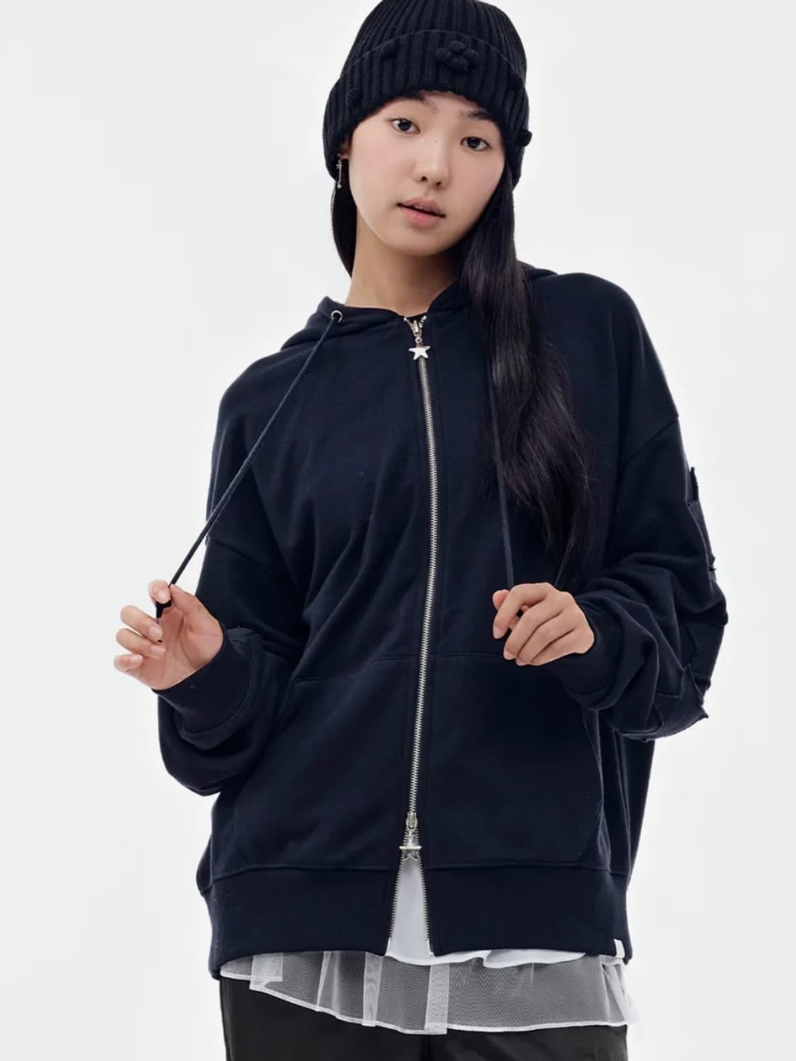 뚜오미오 스타패치 후드집업 네이비 새상품 상품이미지1