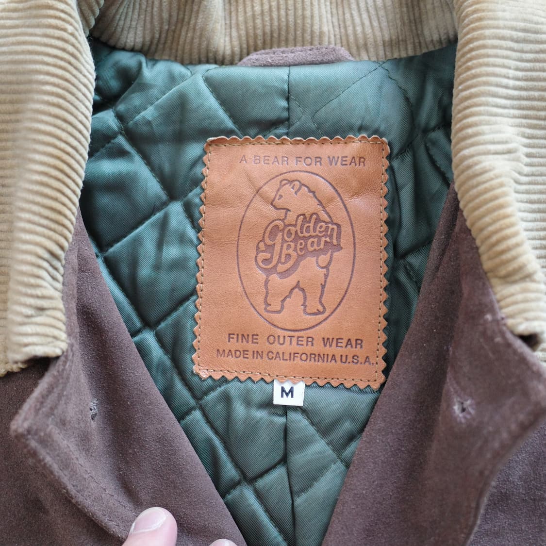 90s 골든베어 스웨이드 헌팅 자켓 코듀로이 카라 Made In USA 상품이미지5