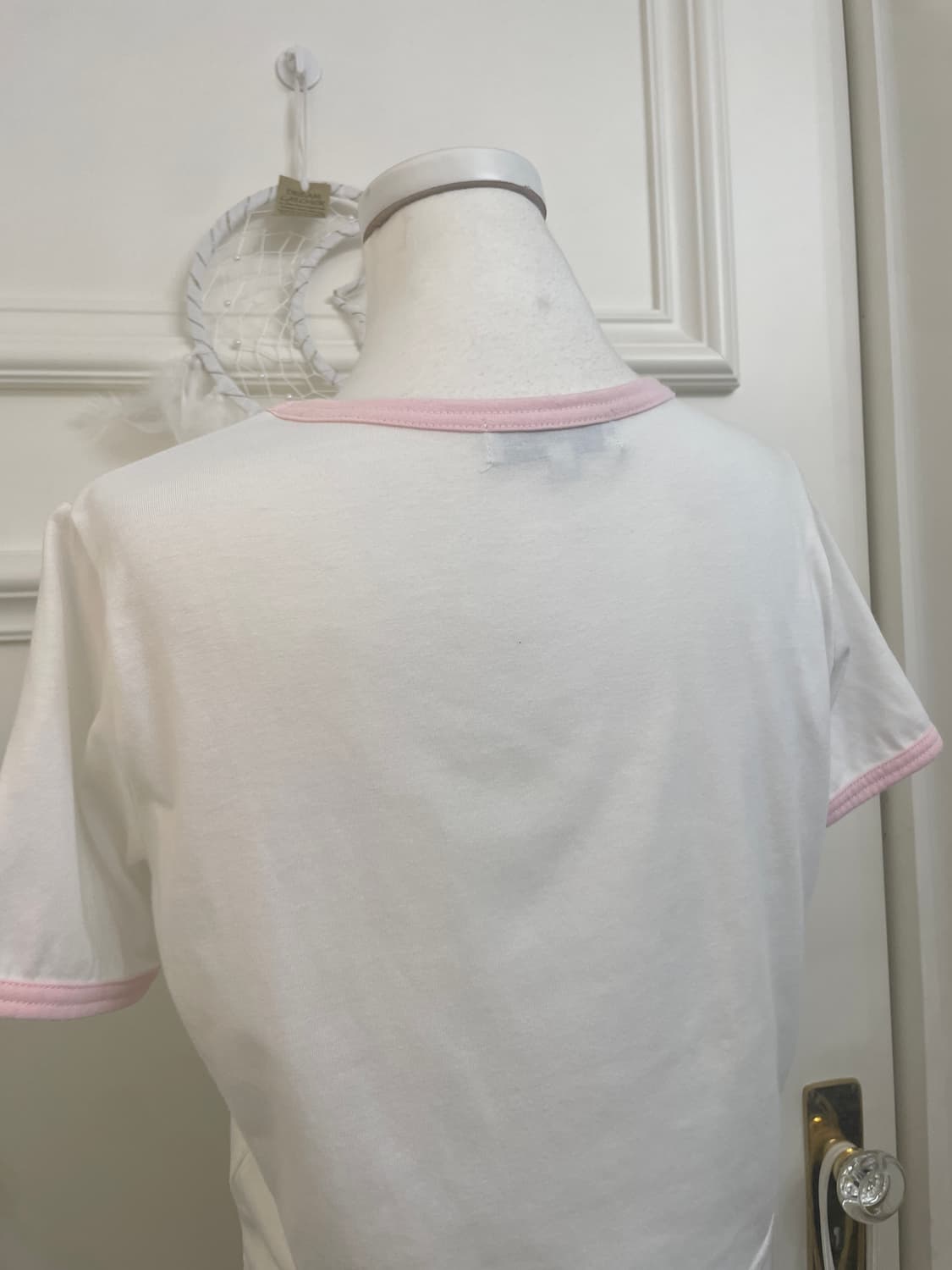 cute pink line crop t-shirt(size-F) 상품이미지4