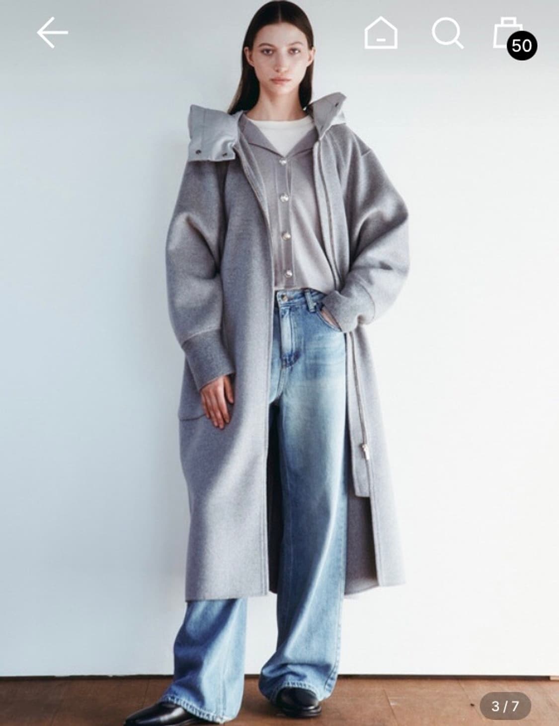 (새상품) 하시에 핸드메이드 캐시미어 코트 상품이미지5