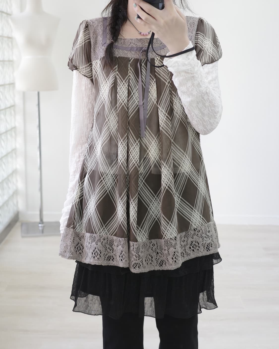 White lace shirring cardigan 상품이미지3