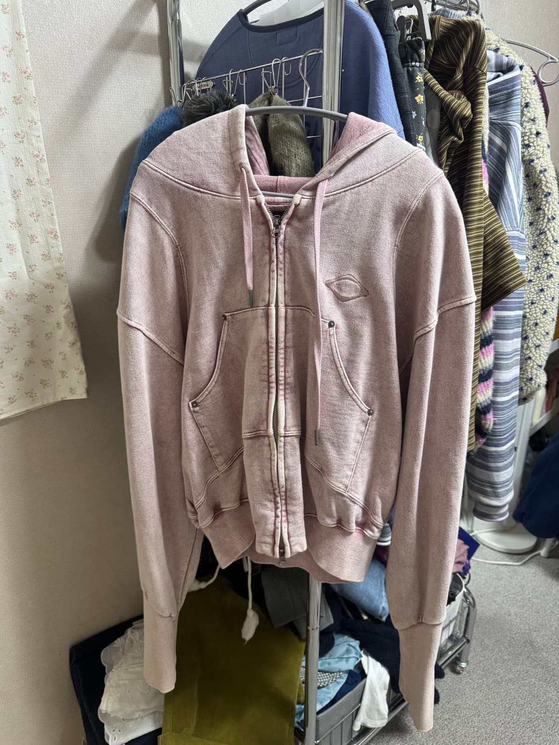 미스치프 벌룬 후드 워시드 핑크 브라운 (M) 상품이미지2