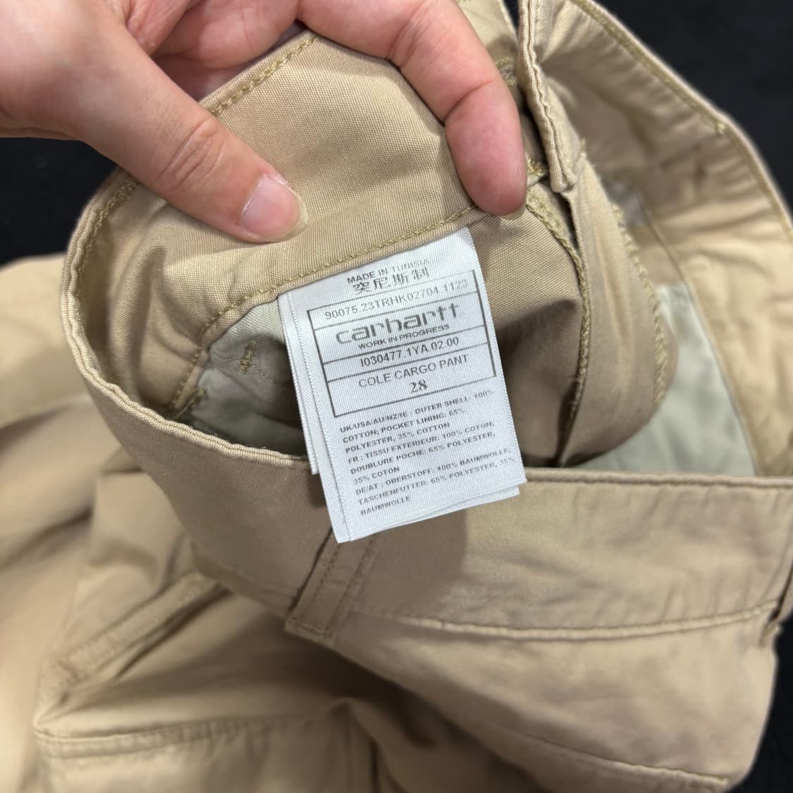 28 M 칼하트 베이지 핀턱 세미와이드 카고팬츠 상품이미지4