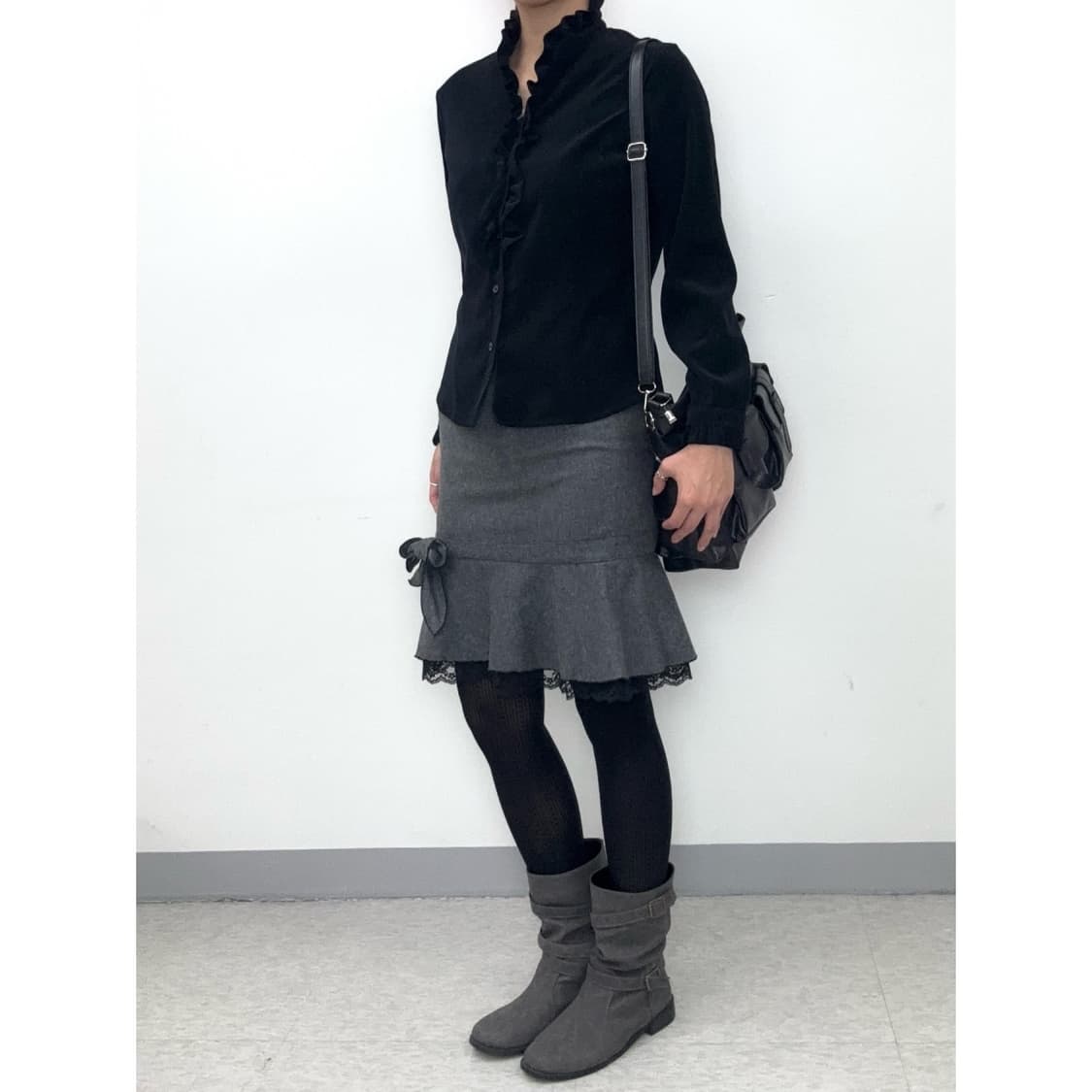 빈티지 벨벳 프릴 셔츠 상품이미지3