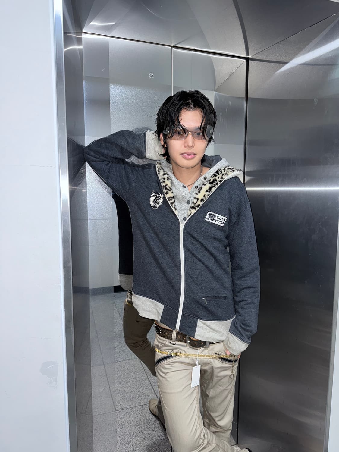 leopard collart sweat zipup jacket 상품이미지2