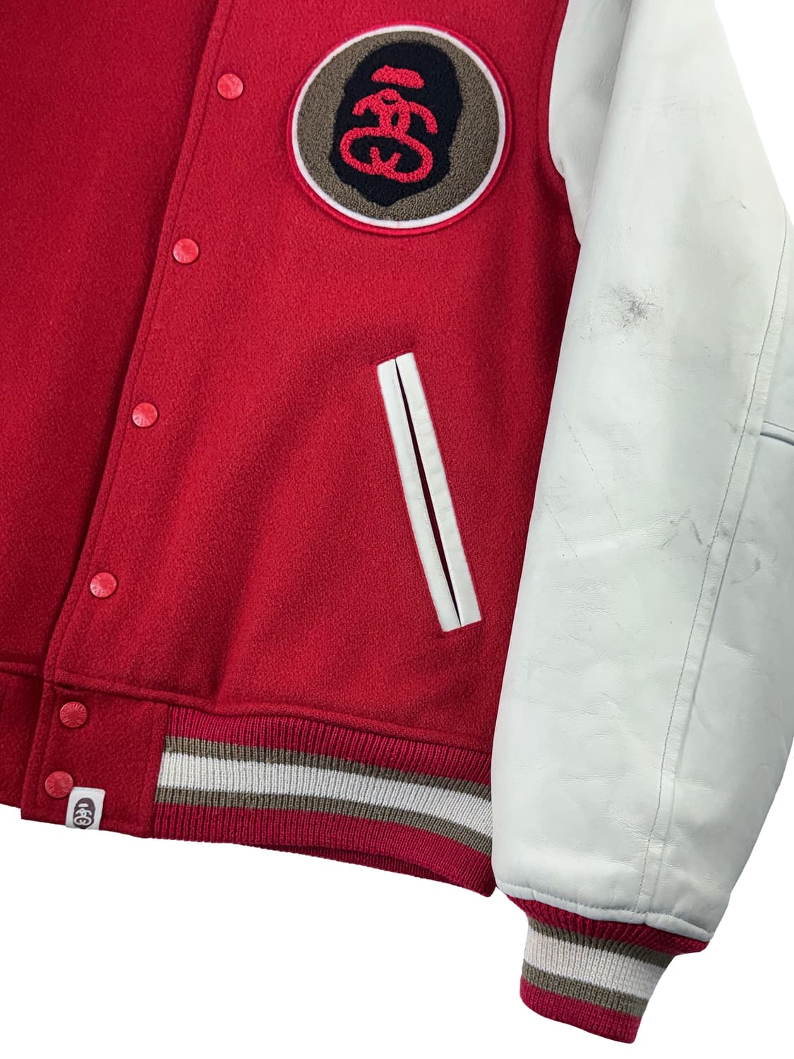 스투시 x 베이프 바시티 자켓 레드 13FW 상품이미지5