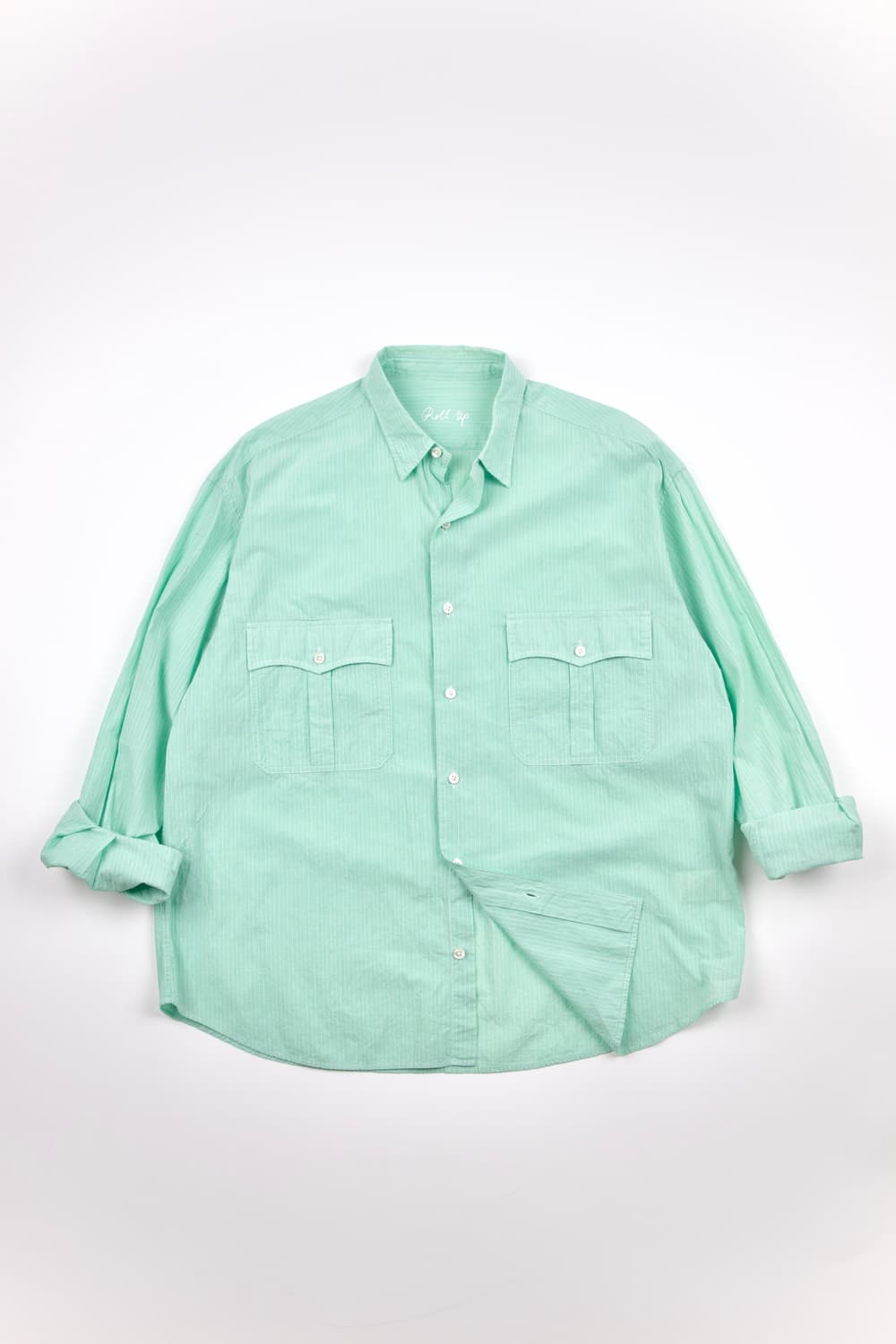 Porter classic 롤업 스트라이프 셔츠 그린 상품이미지2