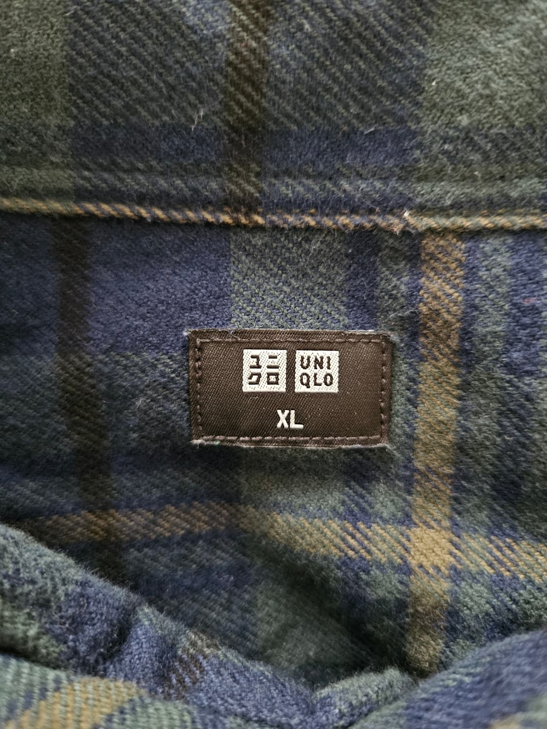 Uniqlo 유니클로 플란넬 체크셔츠 네이비/그린 XL 상품이미지3