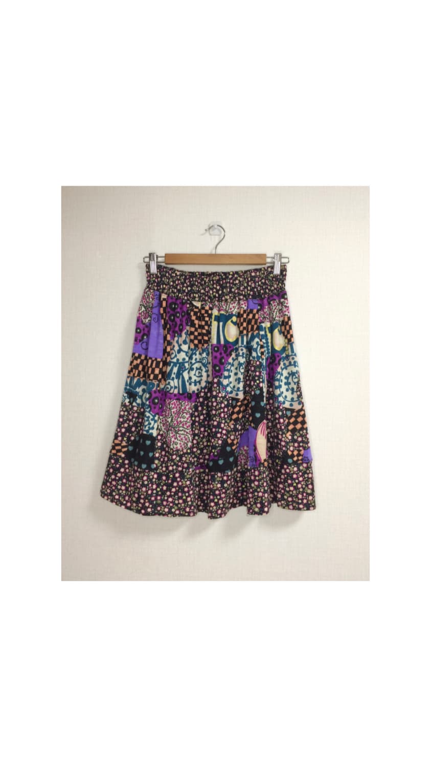 츠모리치사토 에스닉 패치 퍼플 밴딩 미디 스커트 상품이미지4