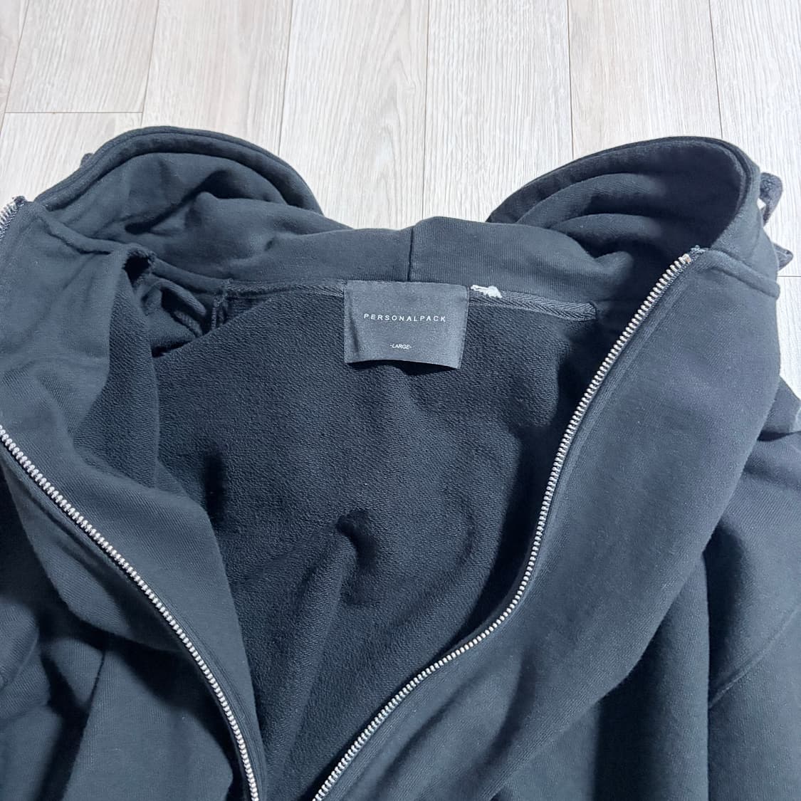 퍼스널팩 블랙 오버핏 후드집업 L 상품이미지2