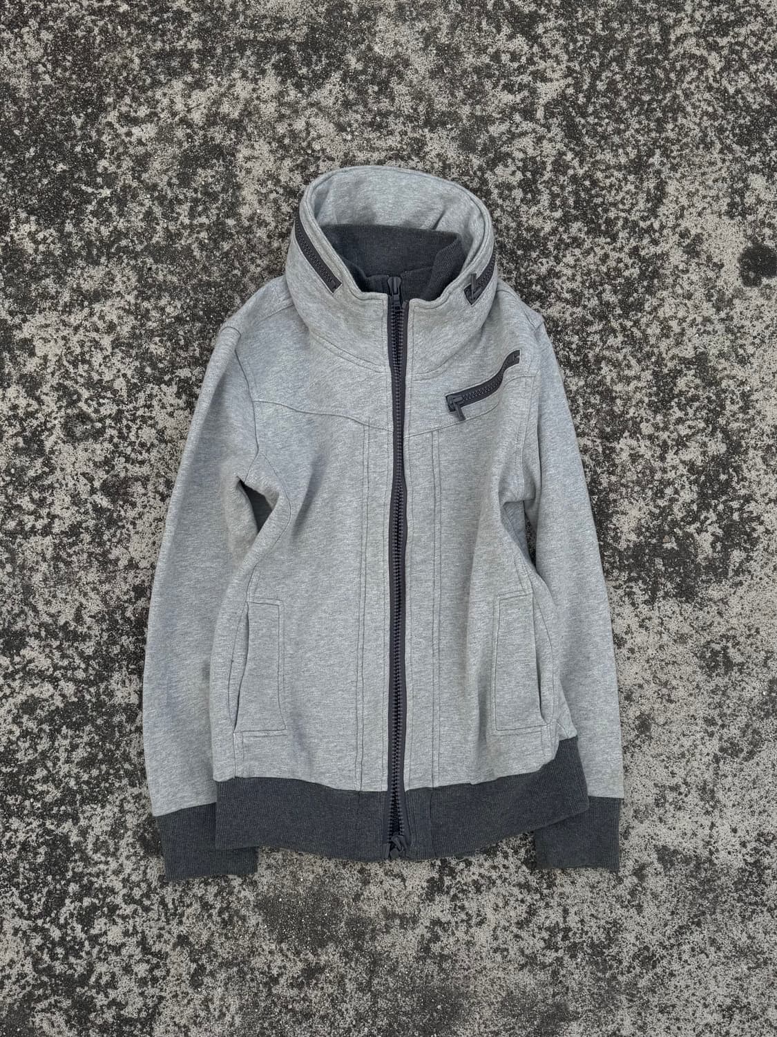 Gray Lined Zip-Up Hoodie 상품이미지1
