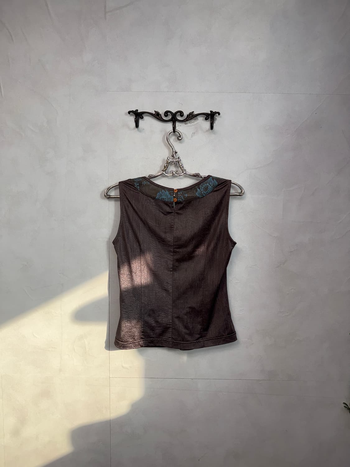 Blue brown oriental shirring sleeveless 상품이미지5