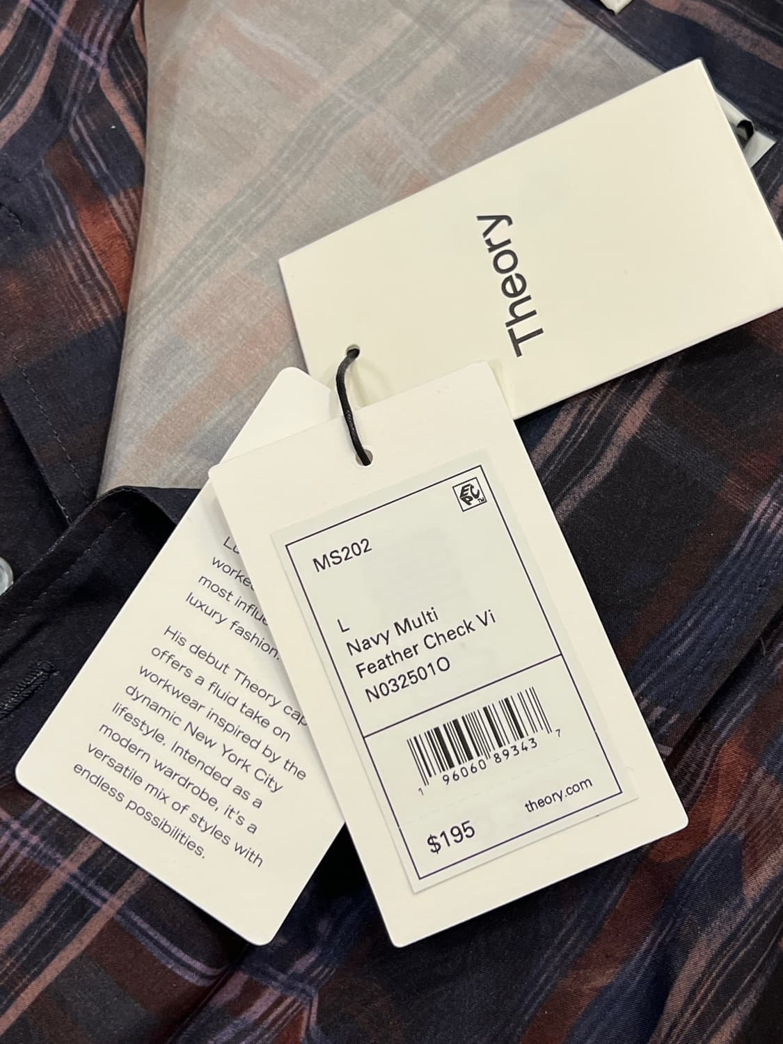 띠어리 프로젝트 라인 체크 셔츠 L 새상품 상품이미지3