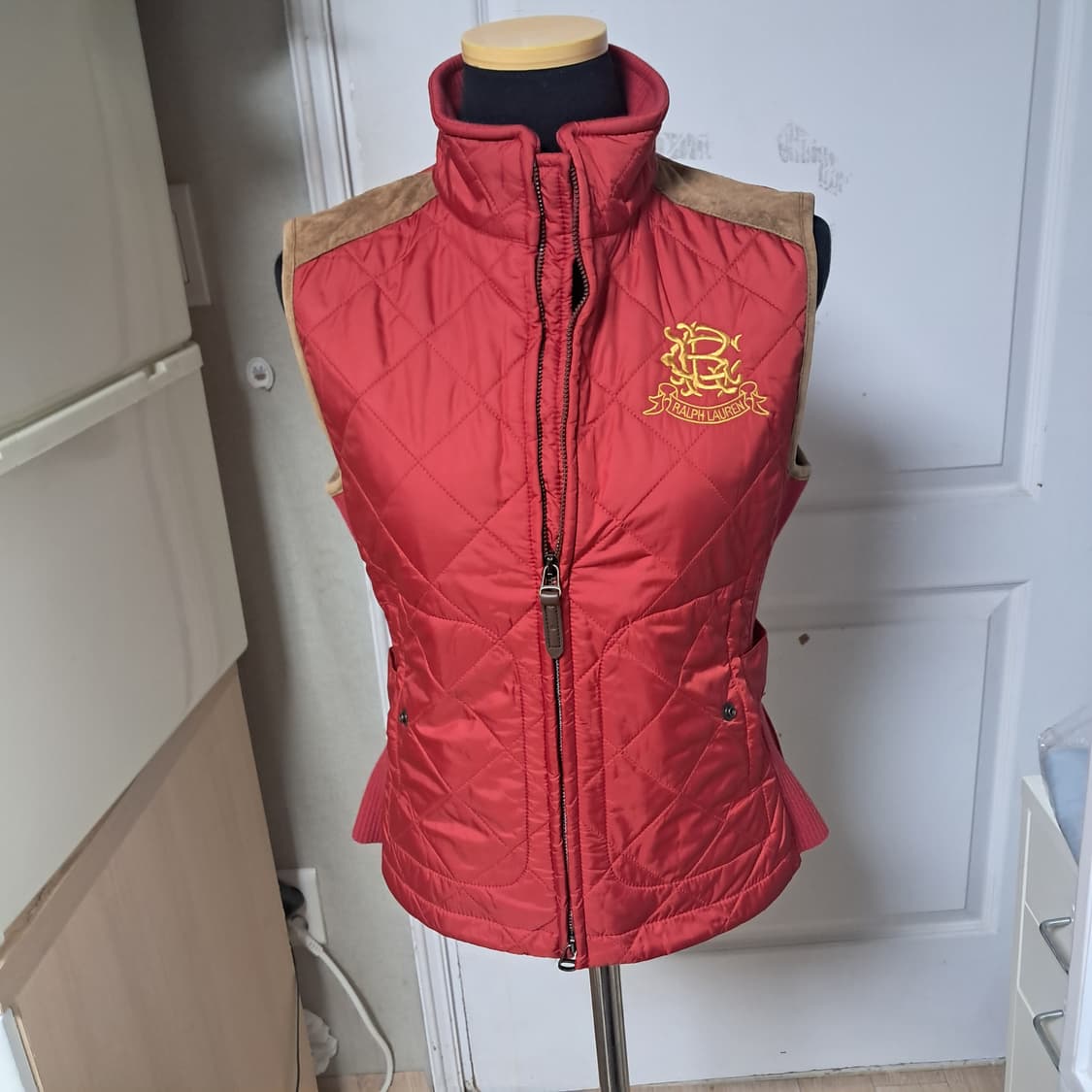 랄프로렌스포츠 여성 퀼팅 자수 스웨이드 베스트 조끼 S 상품이미지1