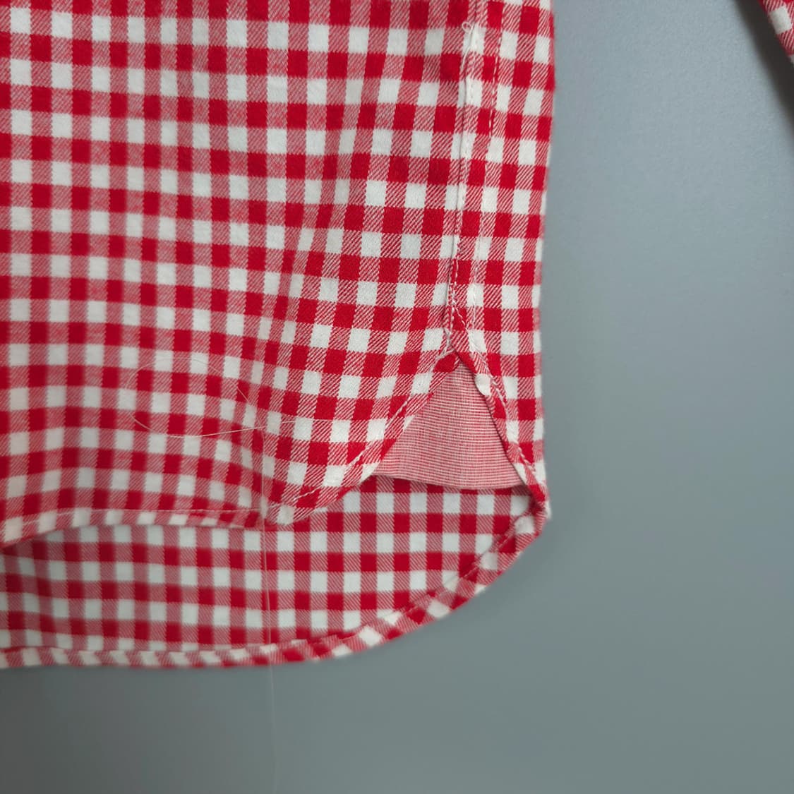 라코스테 LACOSTE 레드 깅엄 체크 버튼다운 셔츠 M 상품이미지5