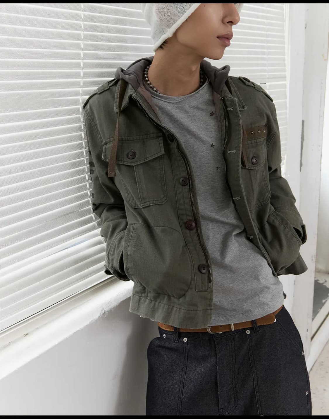 블루썬플라워 빈티지 워시드 후드 자켓(48사이즈) 상품이미지2