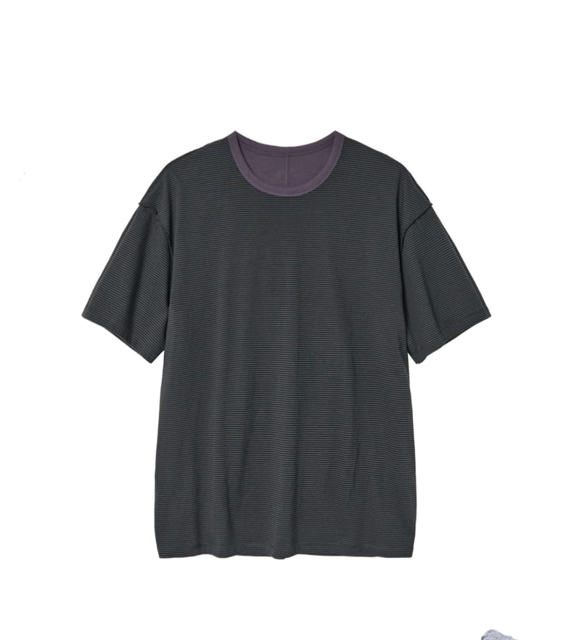 해칭룸 Two Face Stripe Tee pupple charcoal 상품이미지1