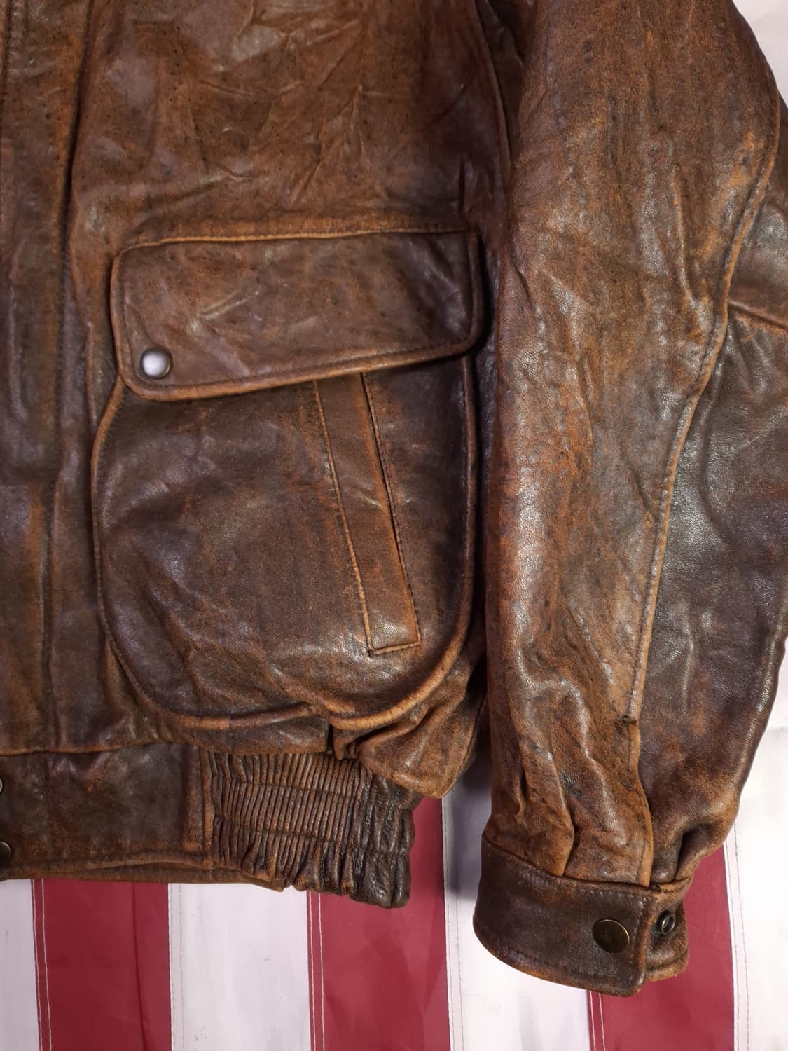 90's 국내산 일본 수출용 리얼레더 항공자켓 상품이미지7