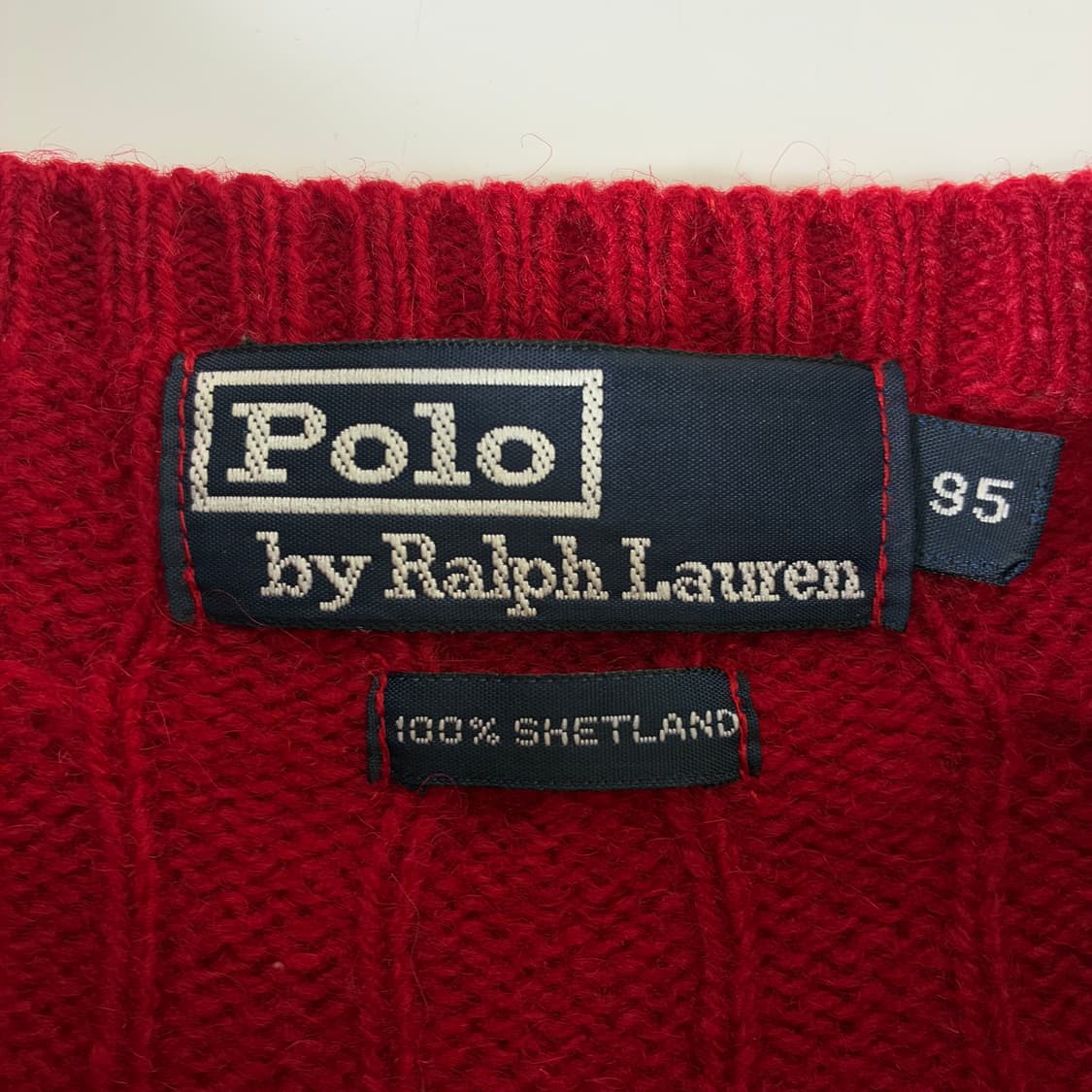 Polo 폴로 랄프로렌 90‘s 레드 쉐틀랜드 울 케이블 니트 상품이미지5