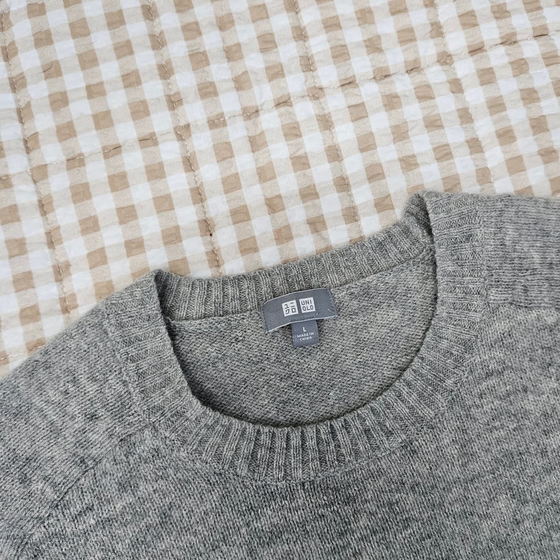 유니클로 울100 긴소매 니트 남자100 상품이미지2
