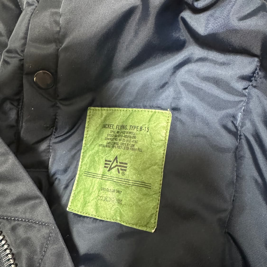 알파인더스트리 B15 네이비 봄버 L 상품이미지7