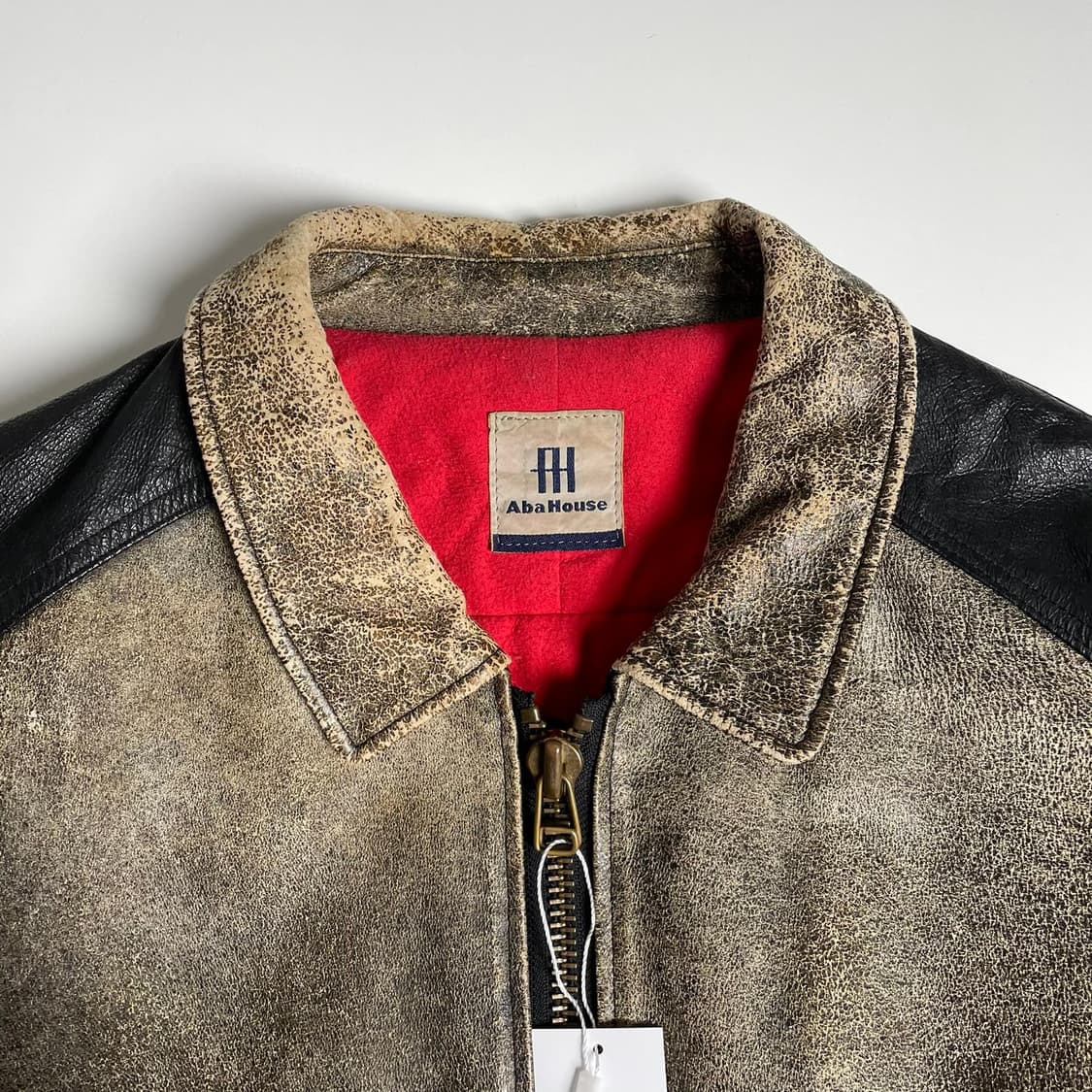 Abahouse 투톤 카우레더 봄버 상품이미지7