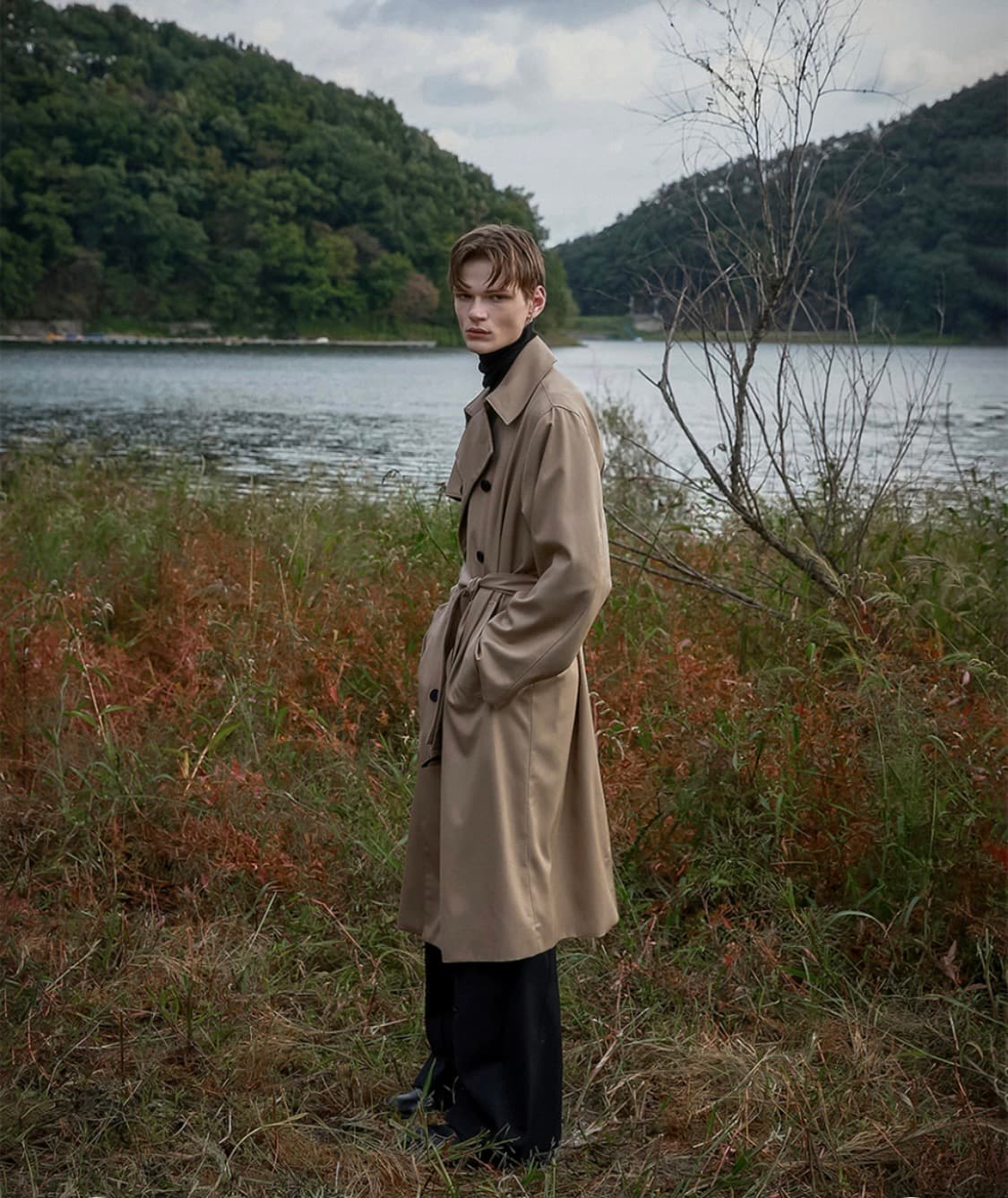 플레어업 오버사이즈 트렌치코트 FL-012 베이지 / 사이즈1 / 실착 상품이미지4