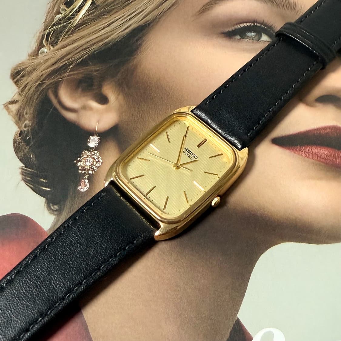 세이코 빈티지 쿼츠 골드 탱크 시계 상품이미지6