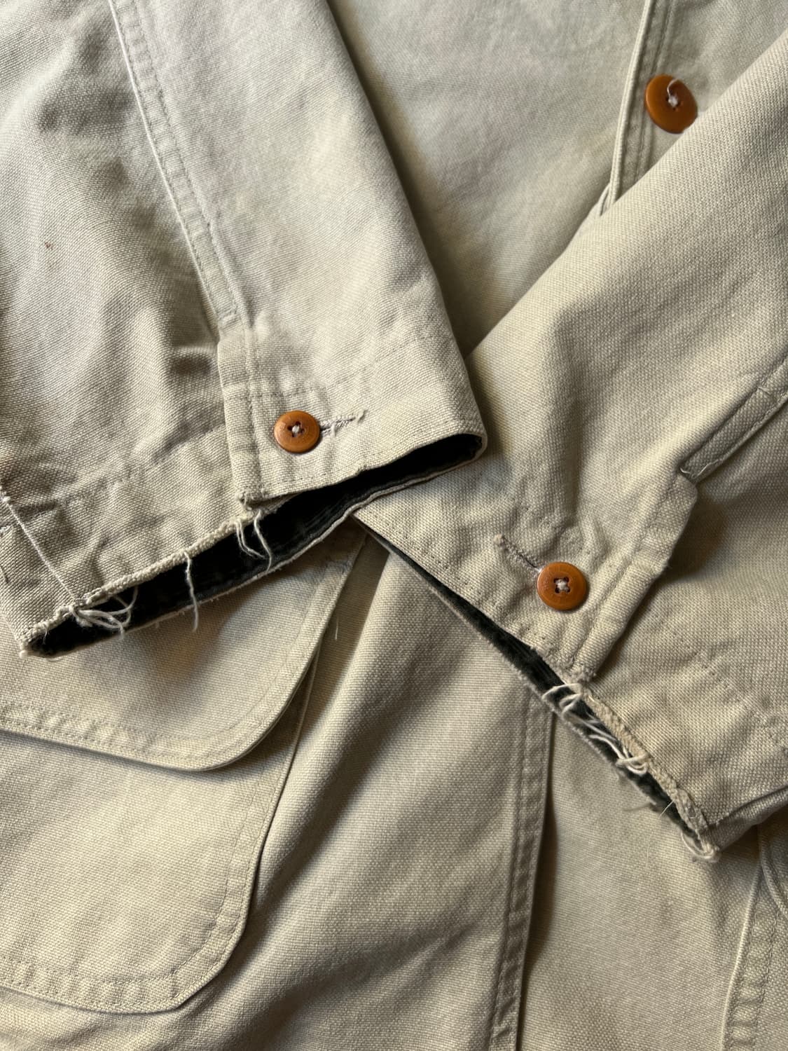 [XL]90's 엘엘빈 USA Made 체크 라이닝 아이보리 헌팅 자켓 상품이미지5