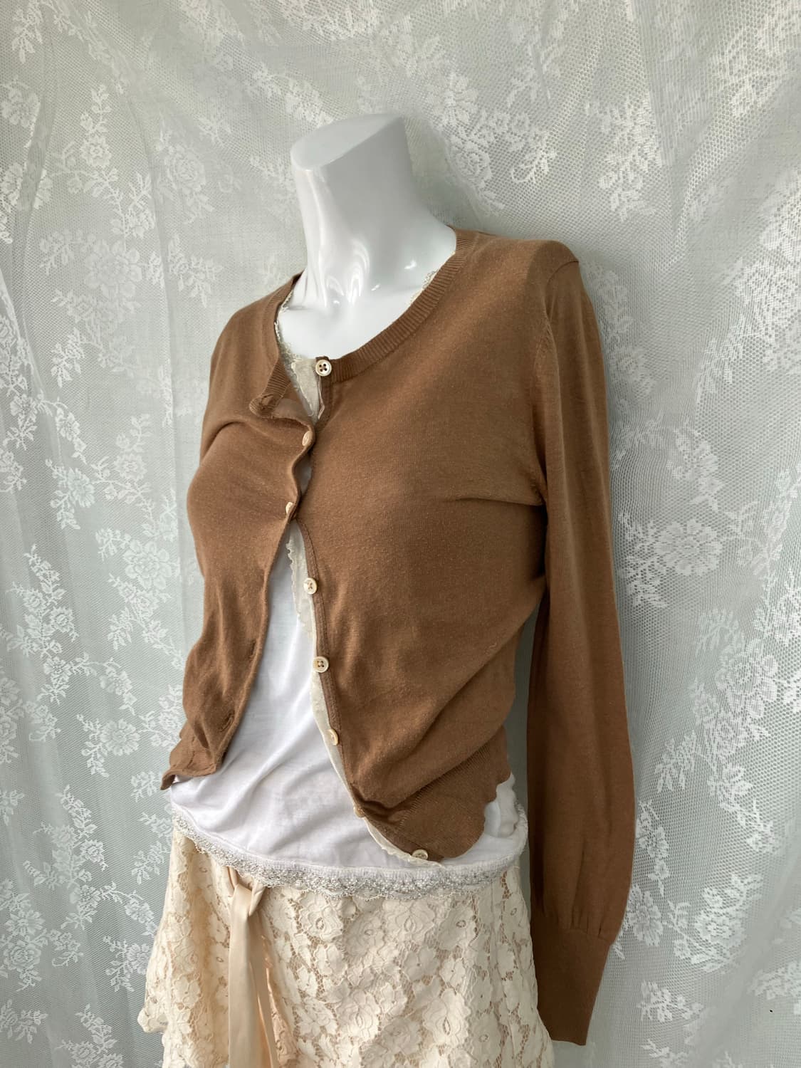 빈티지 브라운 레이스 가디건 1124 모리걸 y2k 스트릿 갸루 펑키 일 상품이미지3