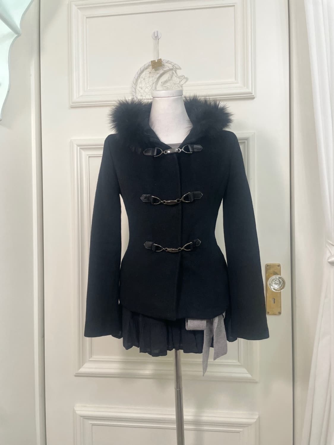 EF-DE black fur basic buckle angora wool 상품이미지2