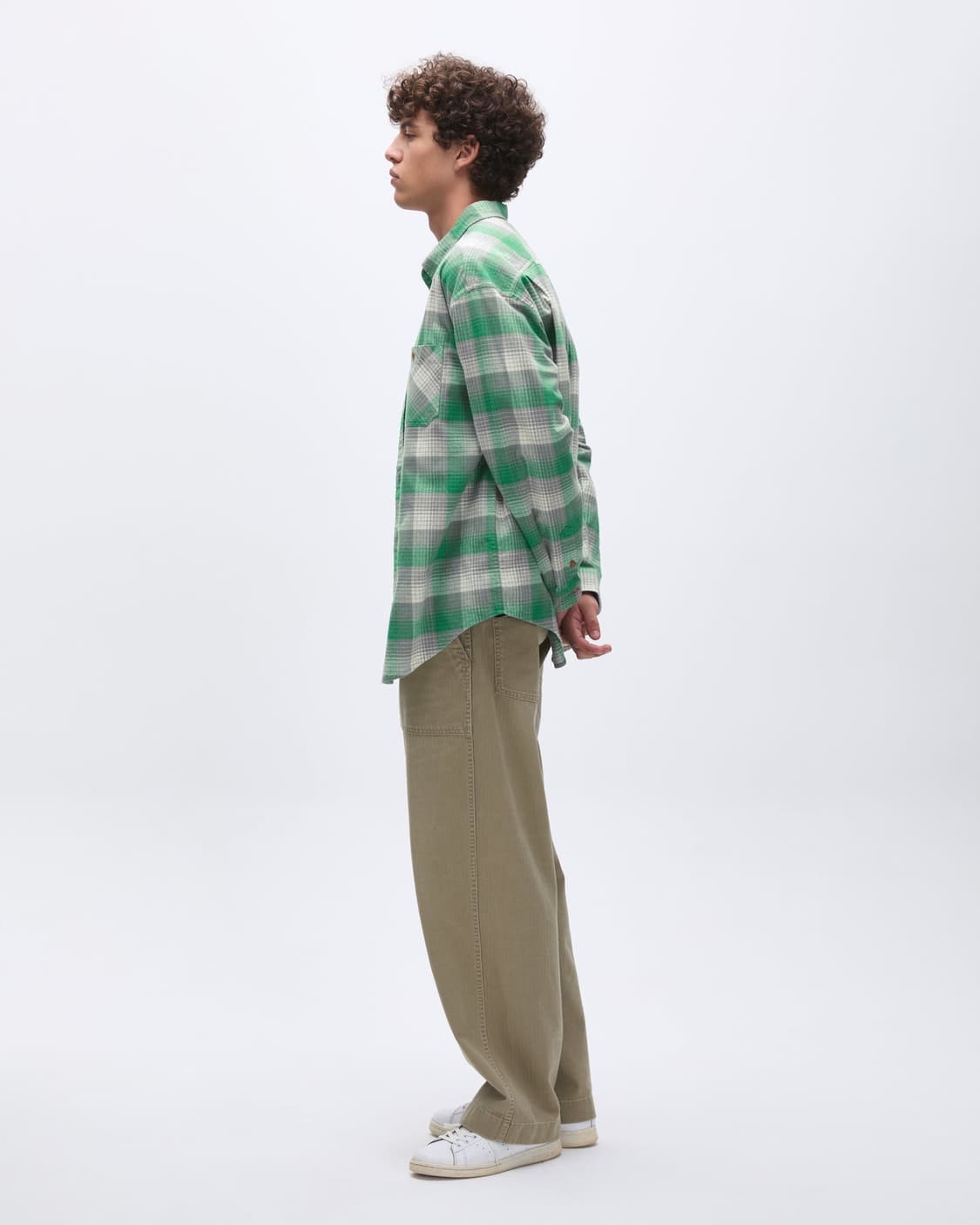 [M] khakis 섀도 체크 플란넬셔츠 그린 상품이미지2