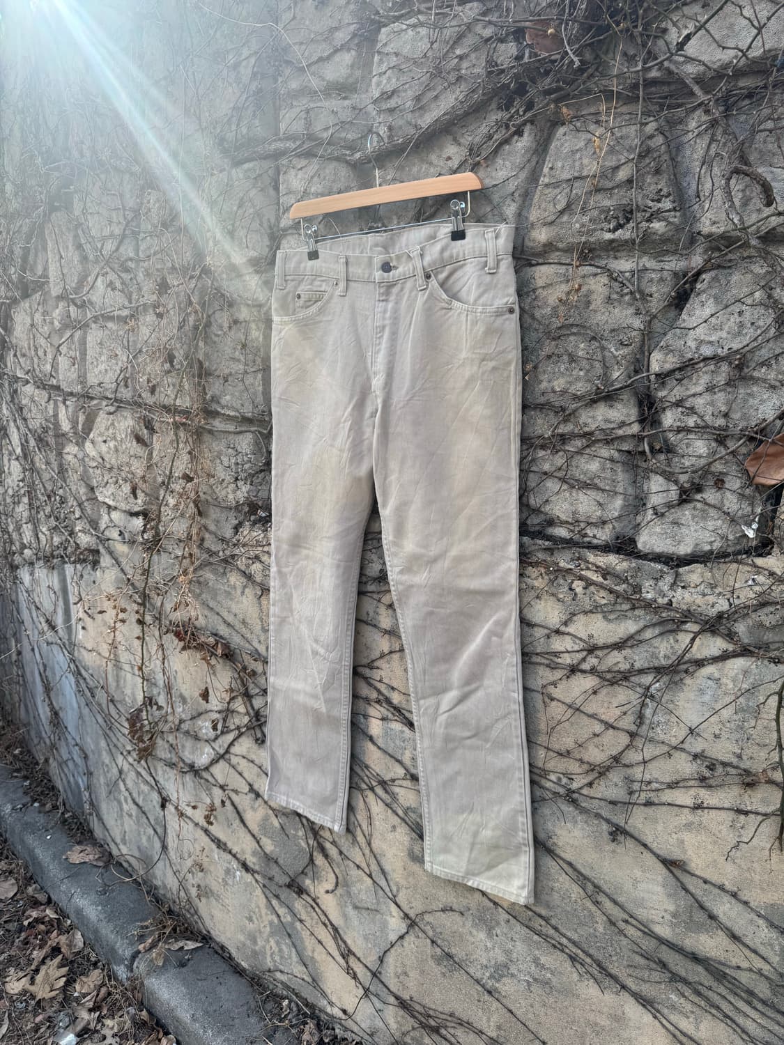 80s 리바이스 빈티지 509 스트레이트핏 베이지 카키 코튼 데님 팬츠 상품이미지3