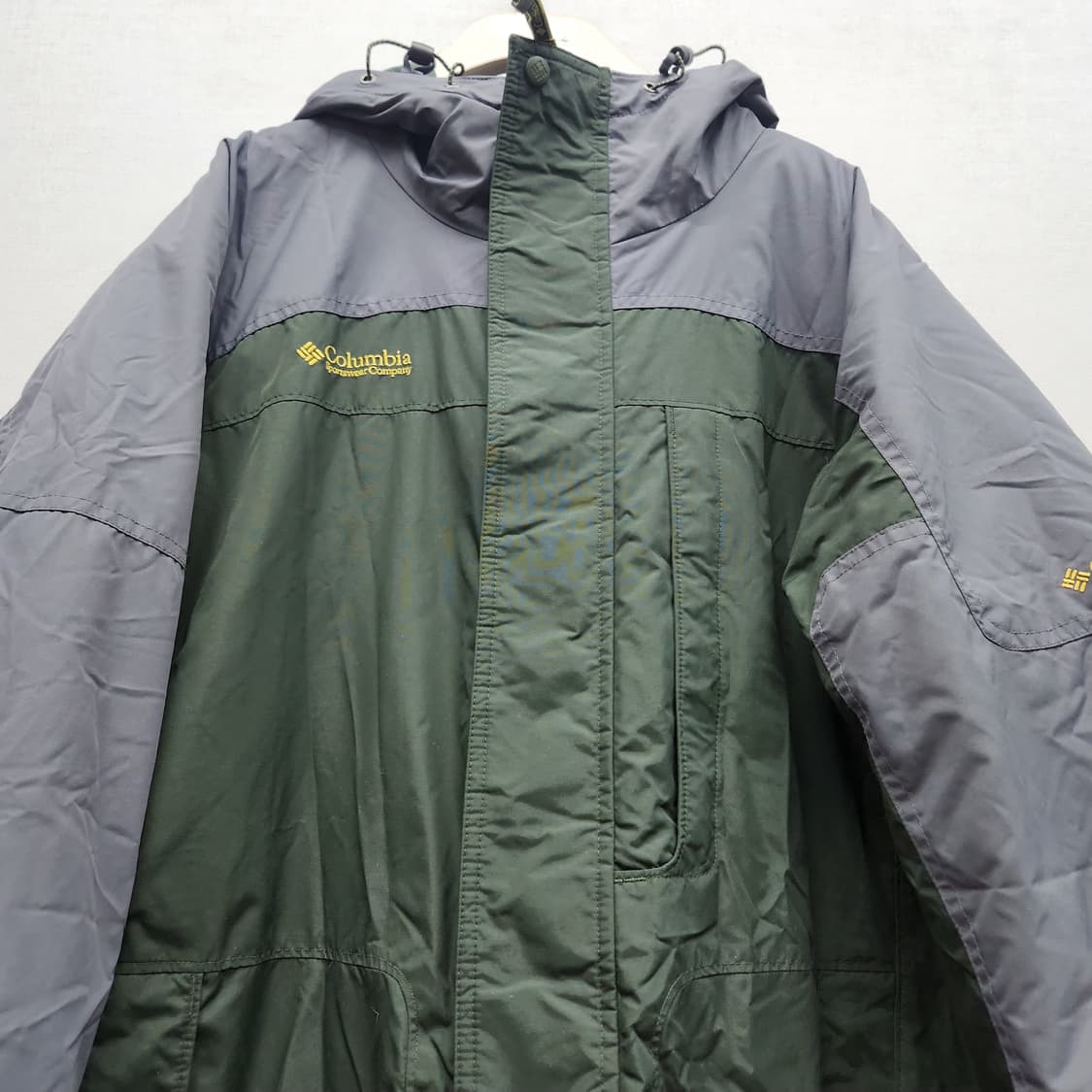 콜롬비아 로고 컬러배색 후드 바람막이 투웨이 스트링 자켓 L(2XL) 상품이미지2