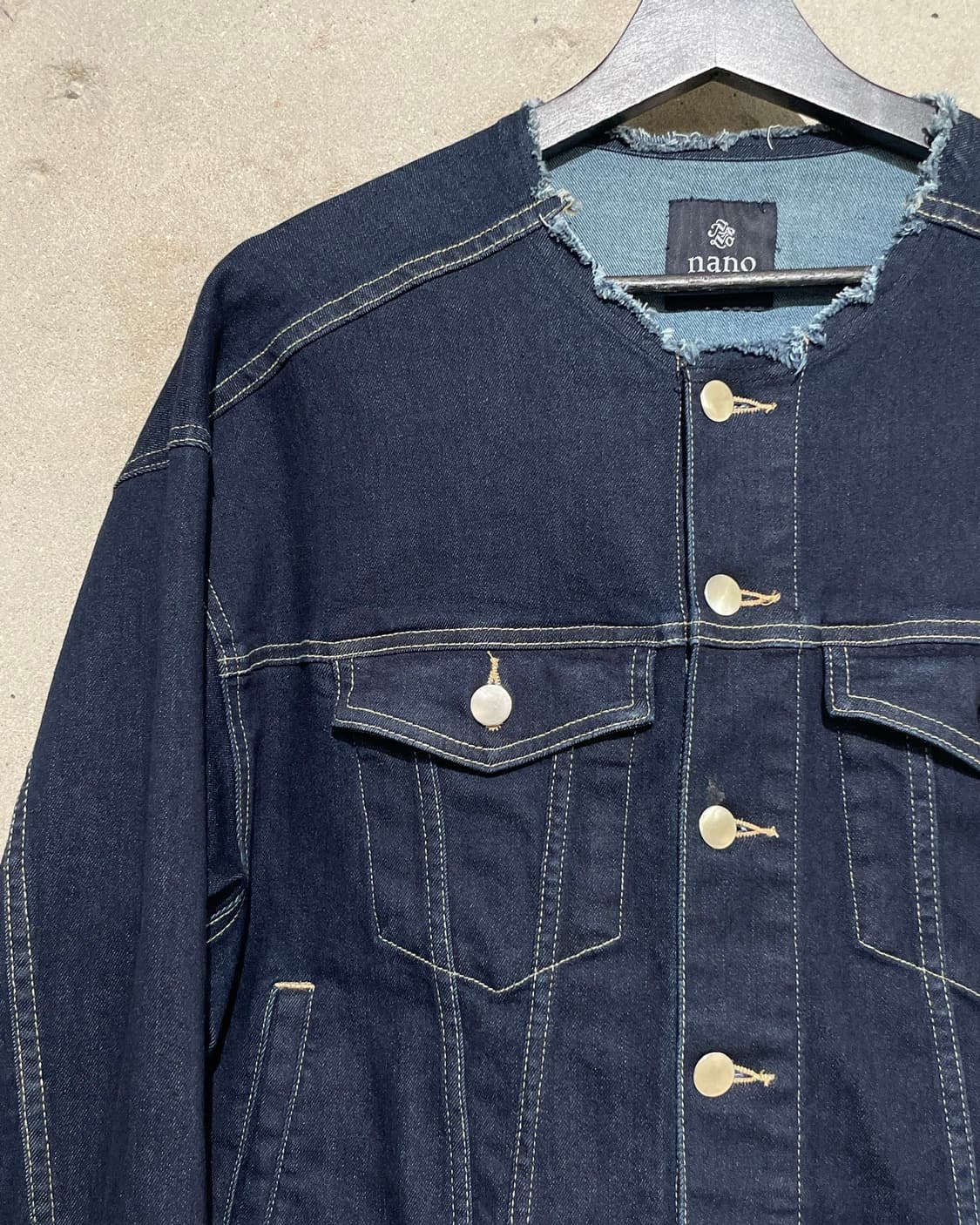 나노 유니버스 진청 논 카라 크롭 데님 자켓 상품이미지2