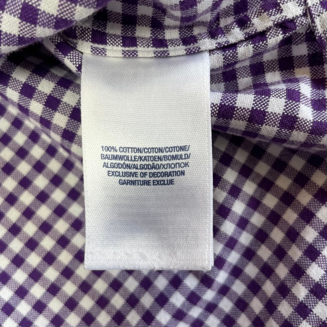 폴로 랄프로렌 퍼플 깅엄체크 긴팔 셔츠 L(14-16) 상품이미지5