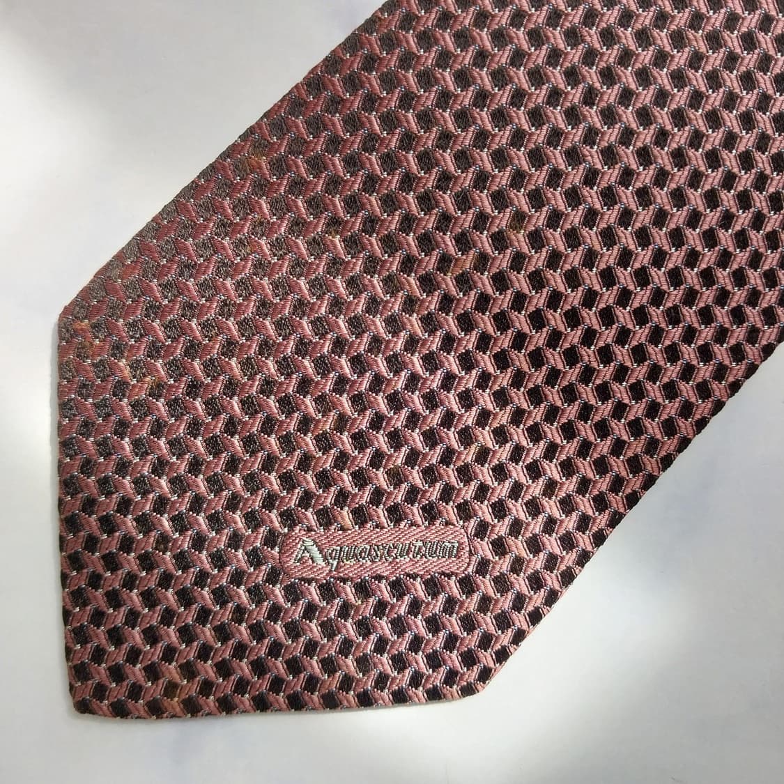 아쿠아스큐텀 브라운 자카드 패턴 넥타이 8.1cm A+등급 K2390 상품이미지5