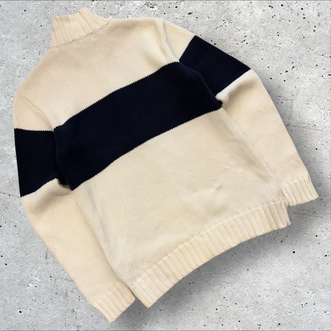 [L] 폴로 랄프로렌 집업 니트 가디건 아이보리 네이비 C56 상품이미지2