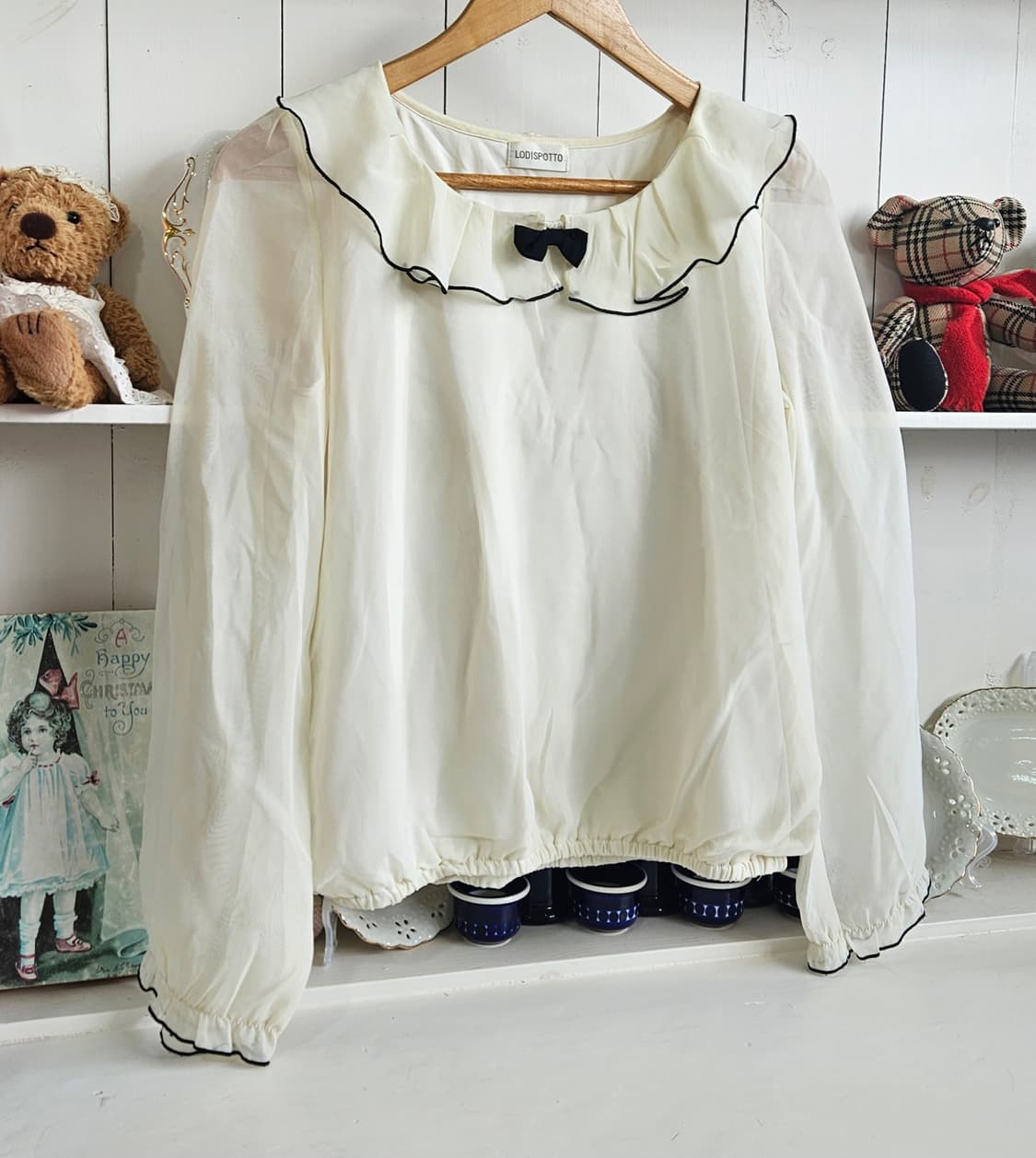 LODISPOTTO 세일러카라 리본 쉬폰 블라우스 상품이미지2