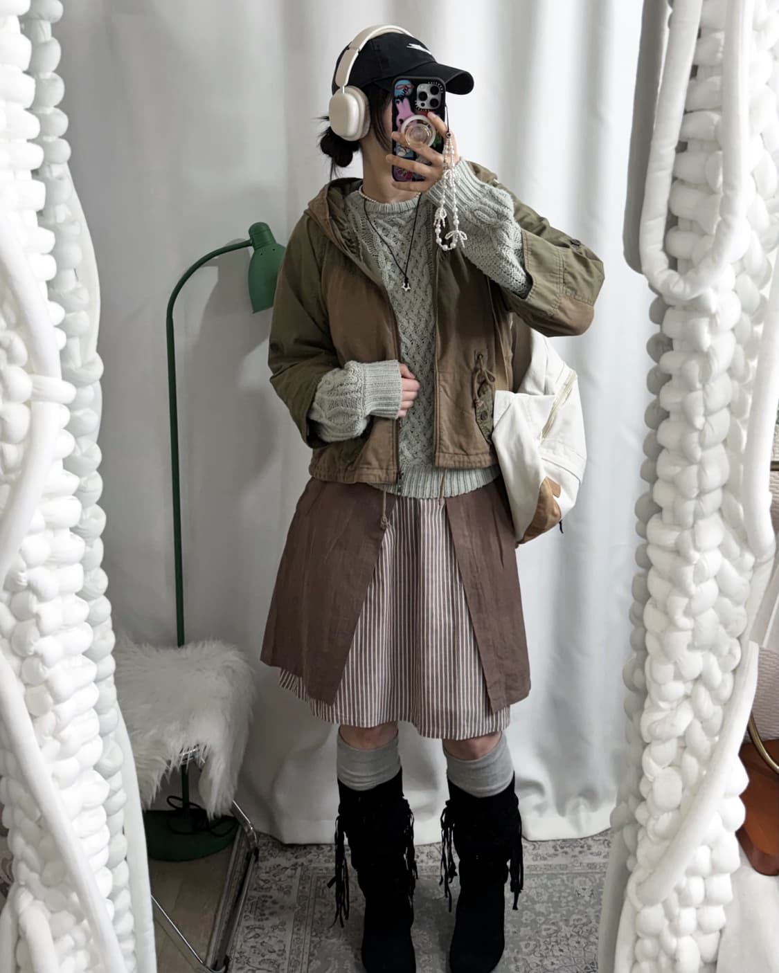 카키 투웨이 집업 후드 야상 자켓 상품이미지3