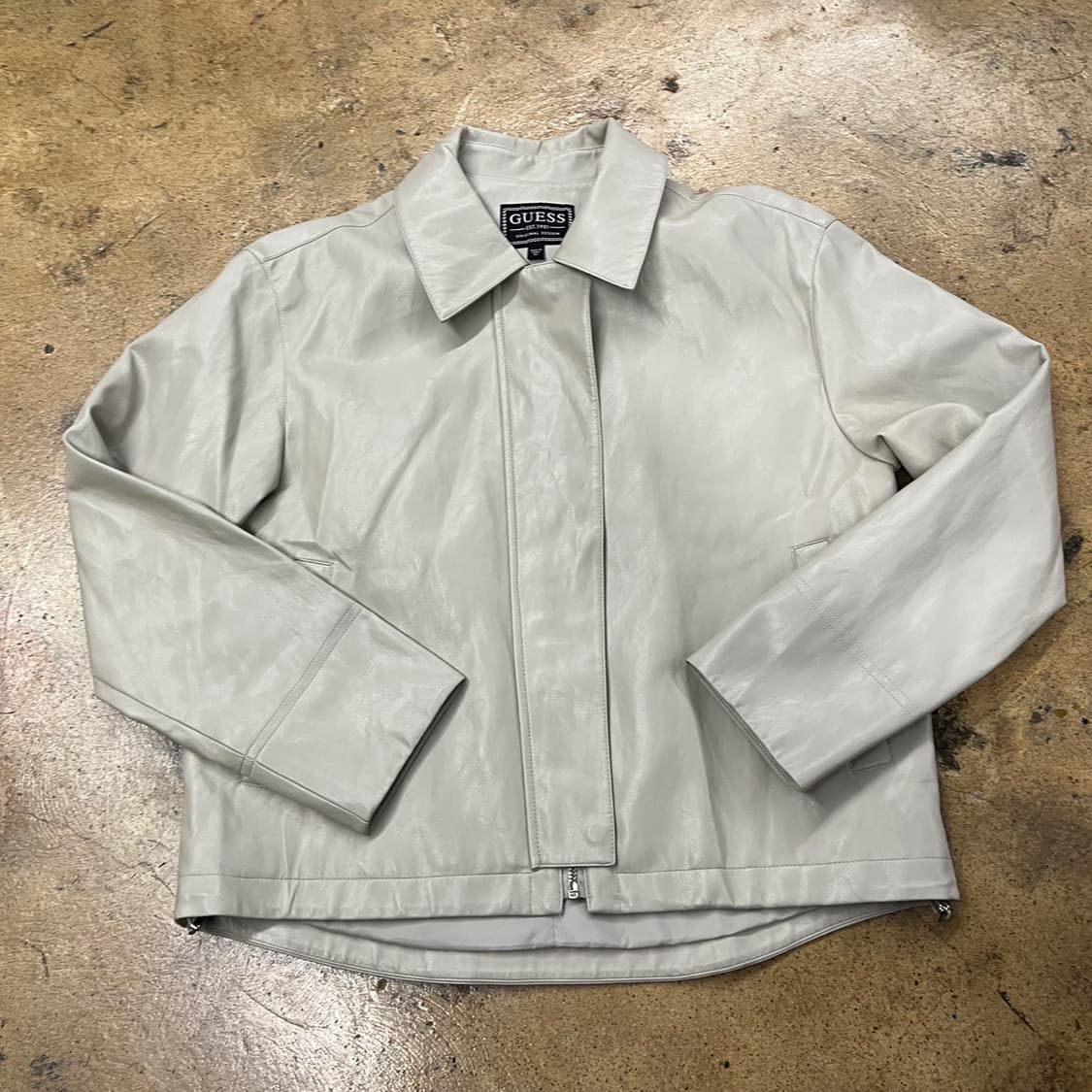 [정품/XS] 게스 아이보리 레더 자켓 b19 상품이미지2